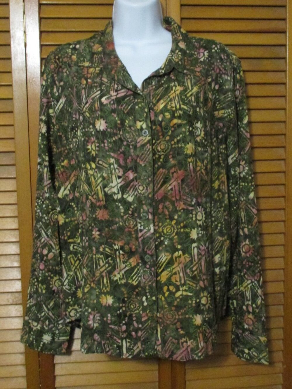 Territory Ahead Unique Vintage top button down textured embroidered blouse sz L